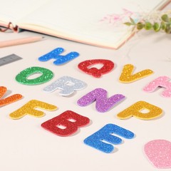 Alphabet Foam Stickers, 104Pcs Letters A-Z EVA Self Adhesive Glitters, Purple