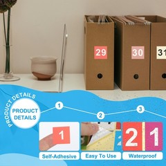 1.5″ Consecutive Number Stickers, 1 Set Self Adhesive Number Decals, Multicolor