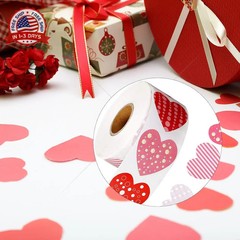 500 Pcs Funky Heart roll Stickers, Valentine’s Day Heart Stickers, Valentine’s L