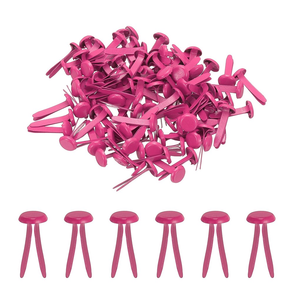 Brads for Paper Crafts, 100 Pcs Rose Metal Round Paper Fasteners, 20 mm