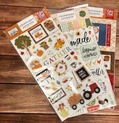 Echo Park Fall & Homemade Chipboard Accents & Frames Lot Of 3 AUTUMN