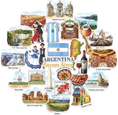 Waterproof Argentina Culture Sticker Collection – 28 Multicolor Travel Designs