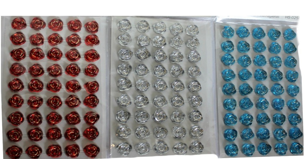 3 x (6″x4″) Patriotic Self-Adhesive Flower Rhinestone Sticker Bling Craft Jewels