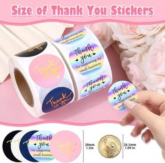 1000Pcs 1.5Inch Thank You Stickers, Holographic Thank You for Supporting My Smal