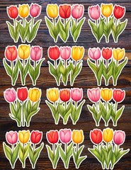 Tulips Die Cut Vinyl Stickers Set Scrapbooking Laptop Waterbottle