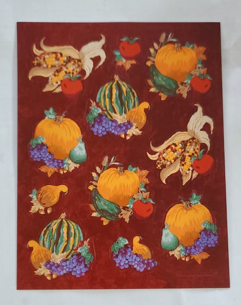 Vintage Trend Setters Fall Autumn themed sticker sheet, unused
