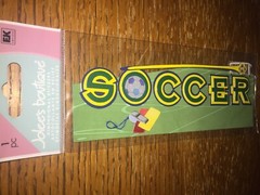 JOLEES SOCCER TITLE Play Kick Ball Field Goal Net Sports Cone Whistle Stickers