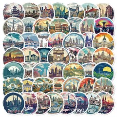 Travel City Famous Buildings Round Stickers Scrapbooking Card Journal Craft