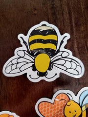 STICKERS x 5 Honey Bee Happy Apiculture Beehive Cartoon Large Sticker BEE5