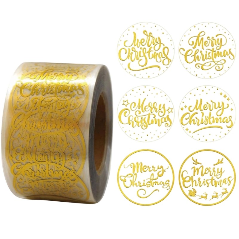 Christmas Label Roll for Gift Bags, Cards, and Favor Bag Use