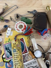 Junk Drawer Vintage Supplies Steampunk Mixed Media Pewter Game Pieces Buttons