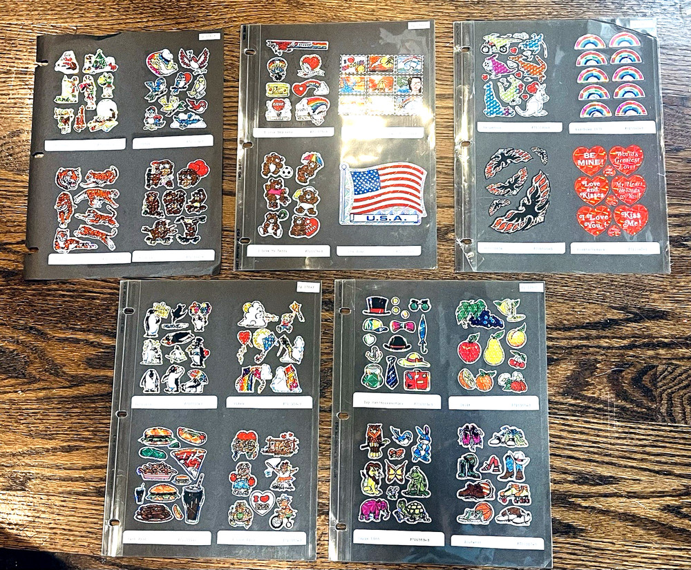 80’s Sticker Sample Pages Slicker Stickers Prisms Unicorns Radio Robots Animals