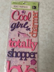K&COMPANY CHIPBOARD ADHESIVE SPARKLY SWEET GIRLY WORDS 10PCS