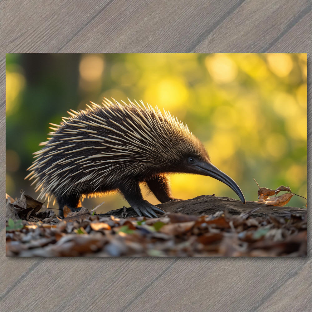 STICKER Echidna Spikes Forest Floor Autumn Leaves Long Beak Cute Animal Wildli