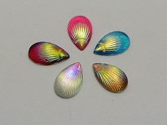 100 Mixed Color With AB Shell Acrylic Flatback Teardrop Cabochons 8X13mm