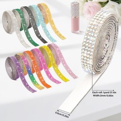 12 Rolls Rhinestone Ribbon Self Adhesive,0.35″ X12 Yard Bedazzling Kit with 2…