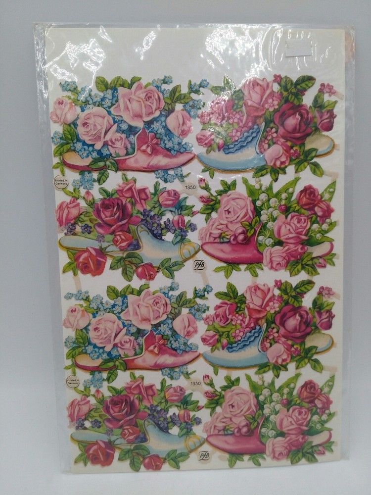 Vintage PZB Roses in Shoes Scraps ~ Germany 1350