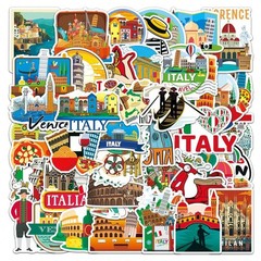 50 PCS Itanly Travel World Stickers Italian City Landmark Vacation Waterproof
