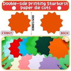 Assorted Color Starburst Die Cut Shapes Paper DIY Craft Supplies 12 Colors 3.9