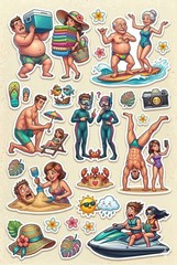 Vacation Beach Ocean Water Sticker Sheet Journal Embellishments PICK A Set