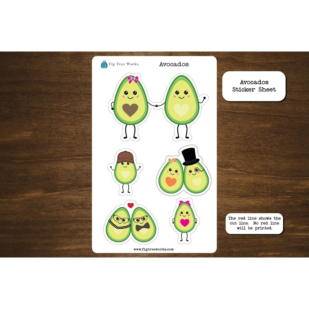 Avocados Sticker Sheet | Planner and Journal Stickers | Decoration Stickers