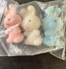 Lee Wards Flocked Crafting Bunnies Miniature Vintage 2 Packs NOS