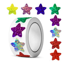 50-500Pcs Colorful Star Stickers for Kids Reward School Classroom Adhesive Holog