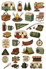 Camping Embellishments Junk Journal Scrapbook USA PICK A Set