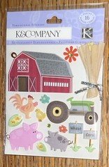 K&Company K&CO FARM LIFE Stickers Farmer Barn Rooster Pig Tractor Corn Flowers