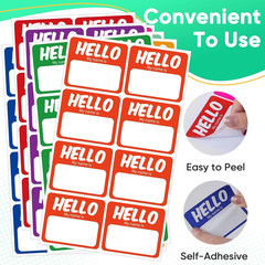 Hello My Name Is Stickers, 256 Pcs 8 Assorted Colors, 3″ X 2.5″ Self-Adhesive