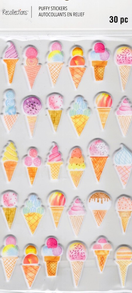 Ice Cream Cones, 3D scrapbook stickers, 4×7″ – Recollections #665050