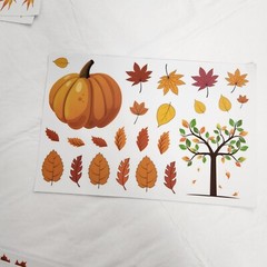 Thanksgiving Stickers Fall Fun Leaves Pumpkin Turkey 12 Sheets