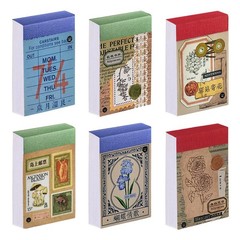 PRSTINCOL 6 Sets 300 Pcs Washi Stickers Small, Vintage Book