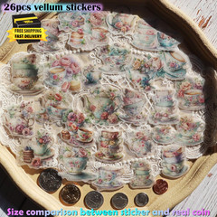 Vintage Vellum Stickers Floral Plants Elements Scrapbooking Supplies Flowers Bot