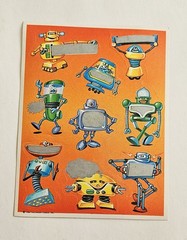 Vtg 80s Hallmark Scratch-Off Stickers Robots Sheet 1984
