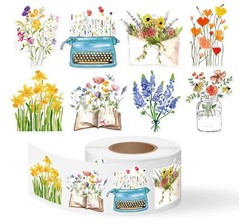 500Pcs Wildflower Stickers Roll Spring Floral Paper Decals Summer Flower Bouquet