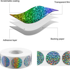 Holographic Scratch off Sticker 1Inch round Scratch off Label 1000Pcs/Roll