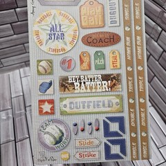 Flair Baseball Cardstock Stickers New Words Frame Tags Labels Titles Trim