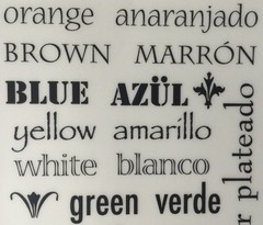 COLORS IN SPANISH/ENGLISH Rub-On Word(Approx.4.5″x 7.75″)Piggy Tails•Rojo•Dorado