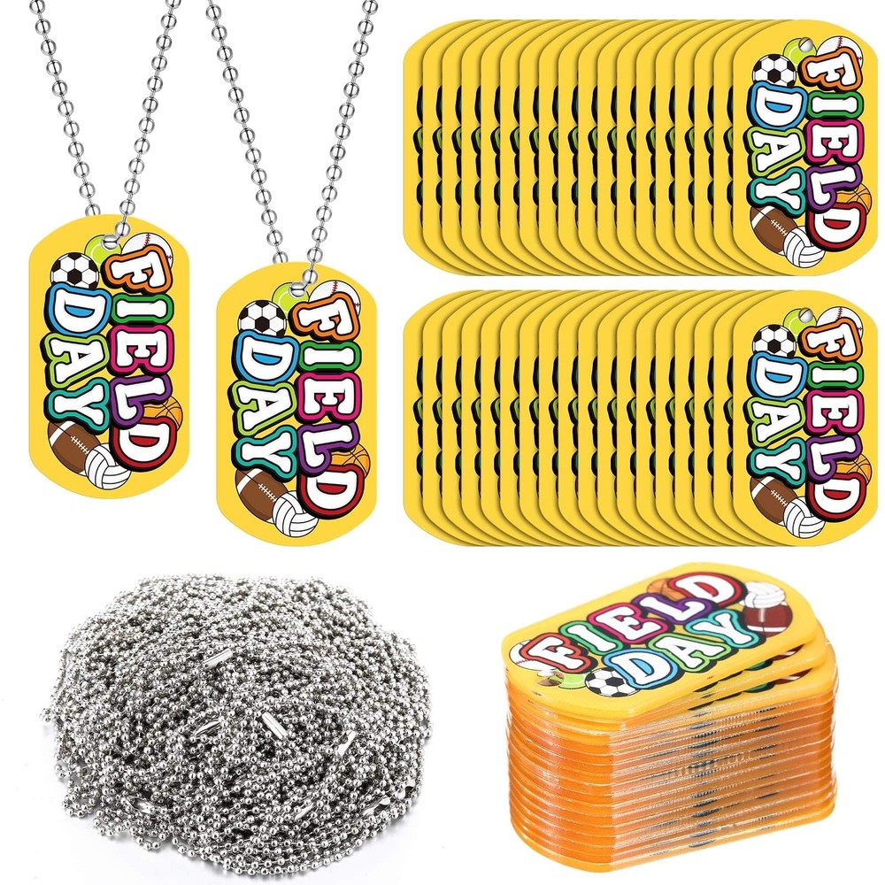 30 Pcs 2×1.1 Inch Field Day Incentives Dog Tag Necklaces with Chains Acrylic …
