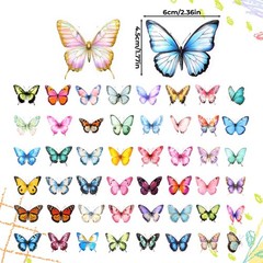 50 Pcs Butterflies for Crafts, Butterfly Stickers 2.0 to 2.5 inches, Multi