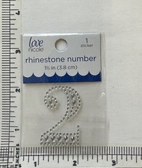 Number 2 Rhinestone Sticker 1.5″ Clear Silver Glitter Scrapbook Monogram Bling
