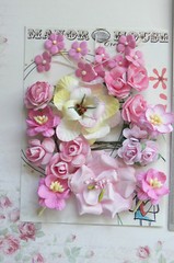 PINK & IVORY 9 Styles 25 Paper – Flowers, Roses & Blossoms 15-50mm VD2