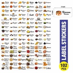 Kitchen Pantry 102 Label Stickers, Waterproof, Transparent Self-Adhesive Lable