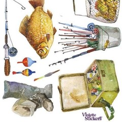 Violette Stickers – Fishing – Retro Vintage Fish, Nature, & Lake Sticker Sheet