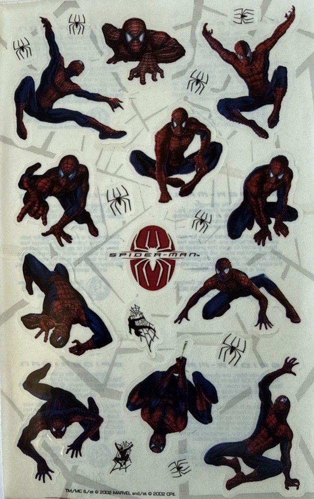 SPIDER-MAN Mylar Stickers(22pc) Marvel•Vintage 2002•Cartoon •Movie•Card Making•