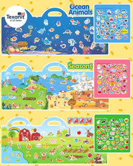 Reusable Sticker Book for Toddlers, 3 Sets Stickers for Kids, Toddler Sticker Bo
