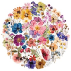 50PC Aesthetic Clear Floral Stickers for Scrapbooking, Journals, & Art Projects