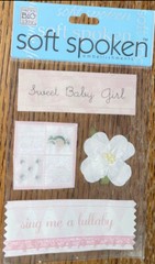 SOFT SPOKEN SWEET BABY Sing Me A Lullaby Flowers Infant Card Scrapbook Stickers