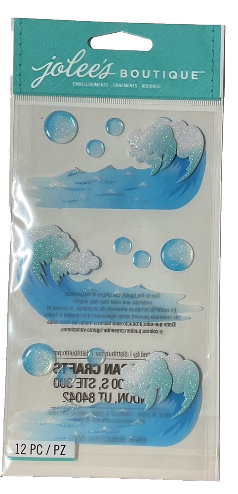 Rolling Ocean Waves~Dimensional Scrapbook Sticker Embellishment~Jolee’s Boutique